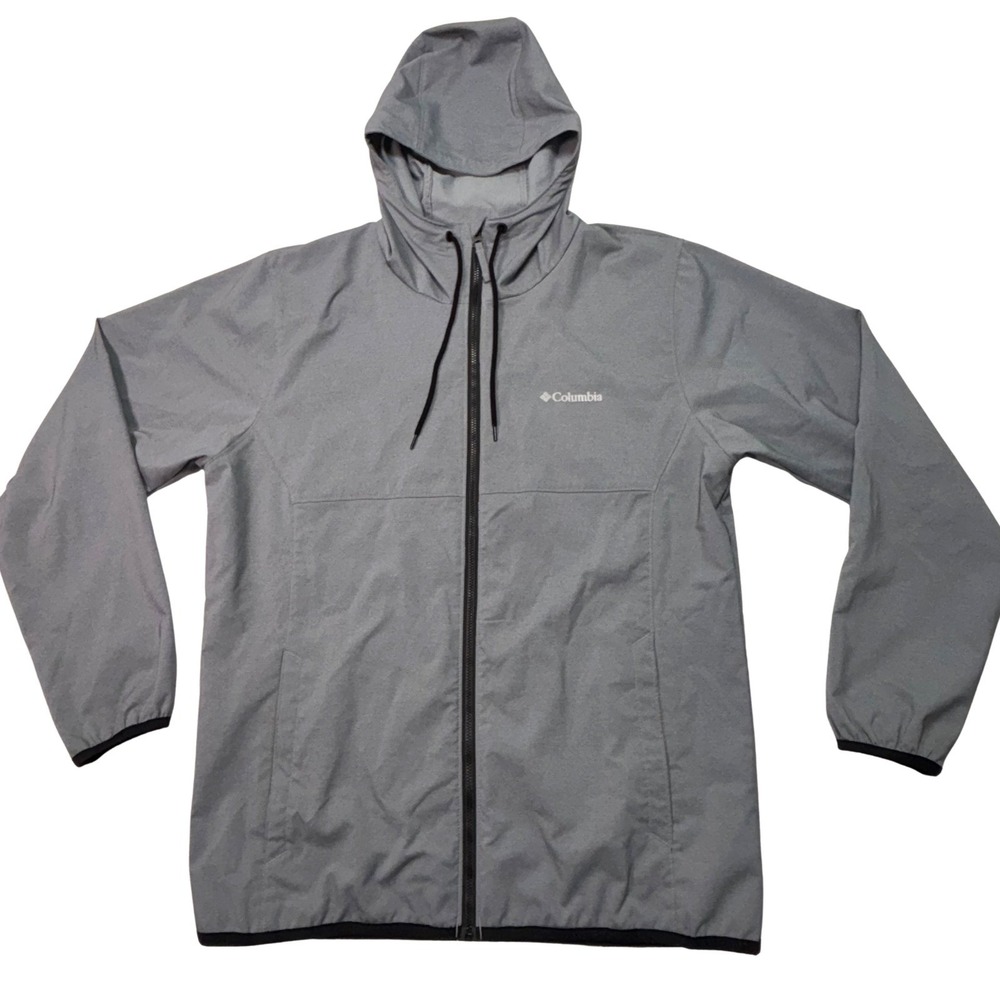 Columbia Pine Orchard Hooded‎ Softshell Jacket Mens S Gray Outdoor Zip